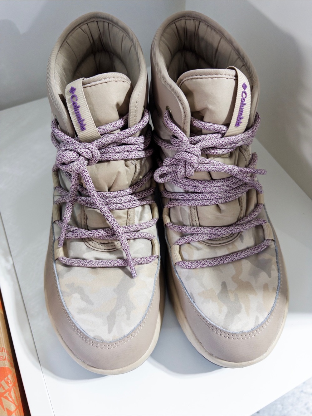 Columbia Women's Taupe Boots with Lavender Laces